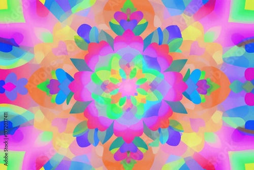 A computer generated image of a colorful flower pattern