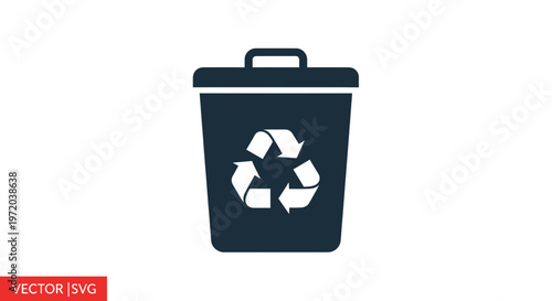Recycling bin icon with recycle symbol, vector illustration