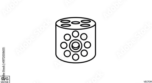 Revolver Cylinder Line Art Icon - Ammunition Rotary Magazine