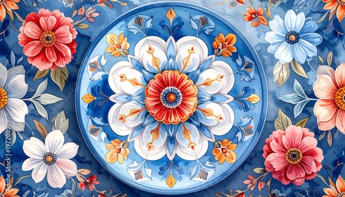 Floral Mandala - A Vibrant and Detailed Artistic Composition.