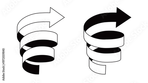 3D Spiral Arrow Icon Set