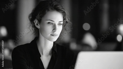 Focused Brilliance: An intelligent individual, engrossed in their work, radiates a quiet focus as they navigate the digital landscape. A blend of shadows and soft light casts an aura of concentration.