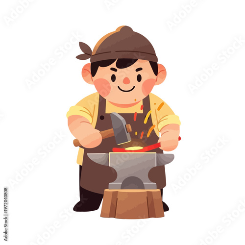 Adorable Vulture Bird Perched on a Branch, Cartoon Illustration for Children's Education and Nature Themes