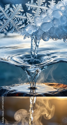 Water Phase Transition from Ice to Steam Vertical Composition for Science Education