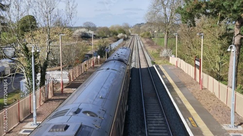 great british railways 4K rural station warwickshire england uk