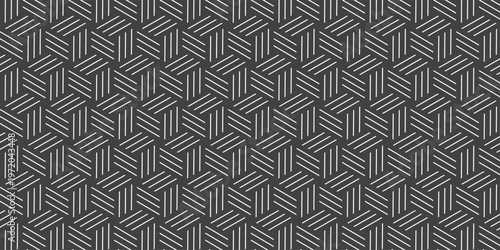 Futuristic minimal honeycomb mosaic gray background. Modern hexagon seamless vector pattern. Seamless pattern with hexagon fabric geometric pattern. Abstract ornament diamond tile design.