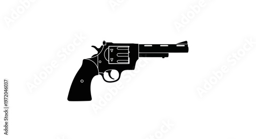 Silhouette of a Revolver Handgun on a White Background