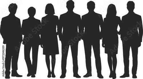 Business people team silhouettes standing together professional group flat vector illustration corporate