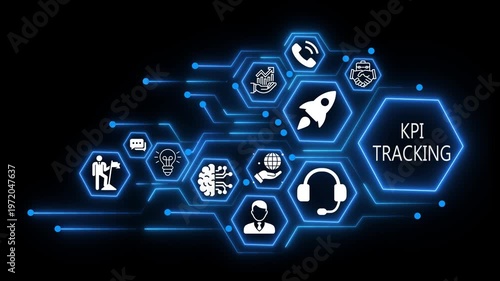 risk tracking business and technology concept icons. 4k video animation 