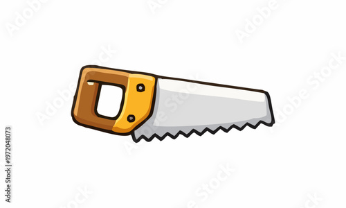 line art color of hand saw tool cartoon illustration