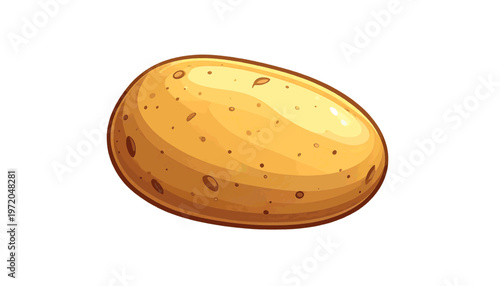 Brown potato with textured skin shown as staple root vegetable ingredient in minimal illustration style vector