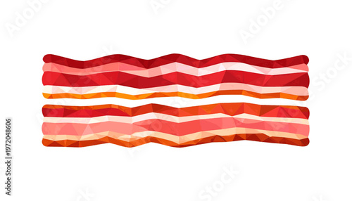 Strips of bacon with crispy texture displayed as savory breakfast meat in minimal illustration style vector