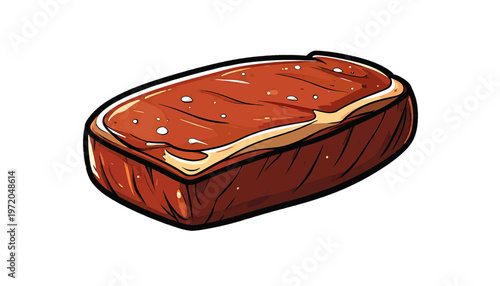 Grilled beef steak with seared surface and juicy texture presented as hearty meat dish in illustration vector