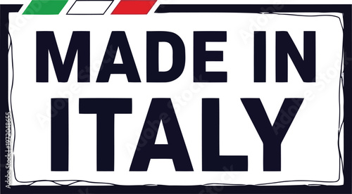 Made in Italy label emblem with Italian flag colors isolated on white background vector illustration