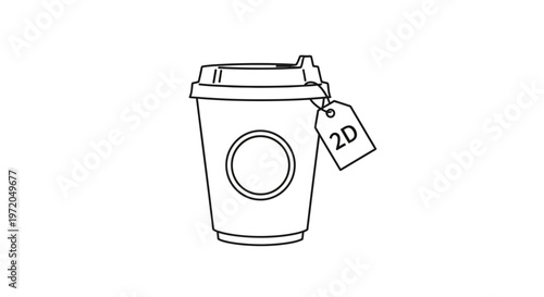 Black line art coffee cup.