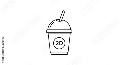 Black line drawing cold drink.