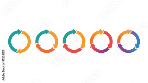 Circle arrows icon set. Round reload sign, repeat icon, rotate arrow symbol, Vector illustration