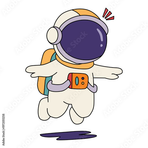Cute Cartoon Astronaut Floating