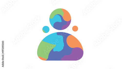 Abstract Colorful Person Icon Representing Global Connections and Community.