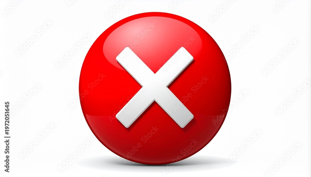 Obraz premium Red circular button with bold white X error symbol