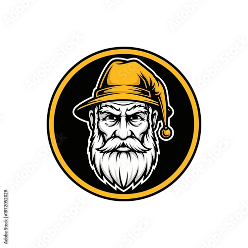 Cartoon Santa Claus Face Portrait Illustration.