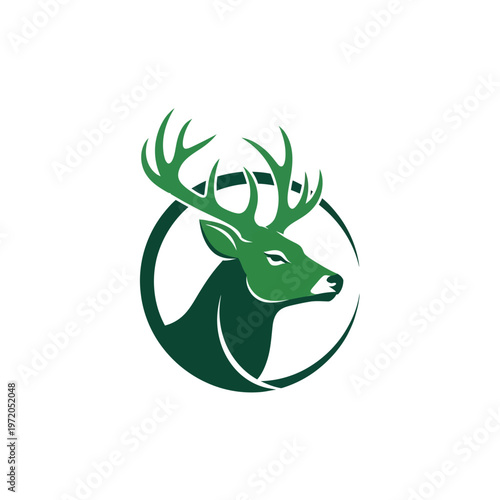 Deer Head with Large Antlers Profile.