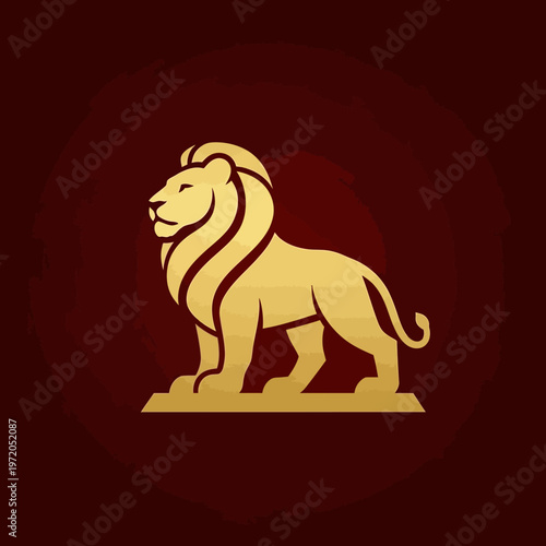 Golden Lion Silhouette Side View.