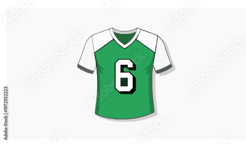 Canvas-taulu Green sports jersey with thickened number 6 vector illustration