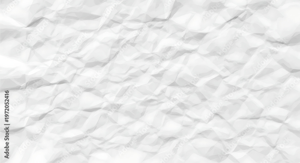 Fototapeta premium Abstract White Crumpled Paper Texture Vector Background with Realistic Wrinkled Sheet Surface Effect for Creative Graphic Design and Minimalist Backdrop Presentation Mockup
