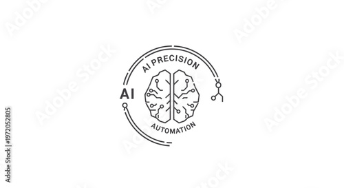 AI Precision Automation - A Detailed Logo Depicting Brain and Technology.