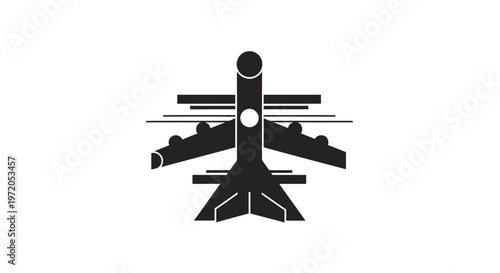 Black Airplane Silhouette Isolated on White Background for Design.