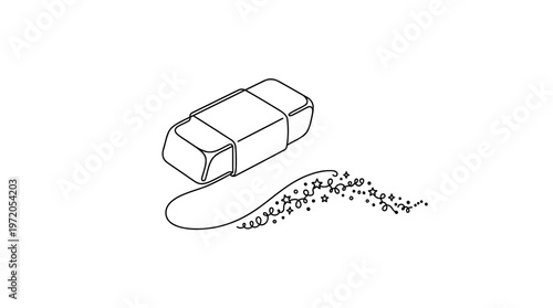 Eraser Stardust Single Continuous Line Drawing Minimalist Monoline School Stationery Vector Illustration