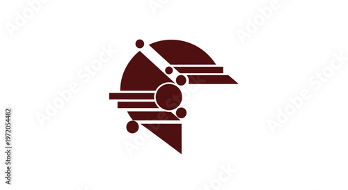 Abstract Geometric Design with Unique Shapes and Dark Red Color.
