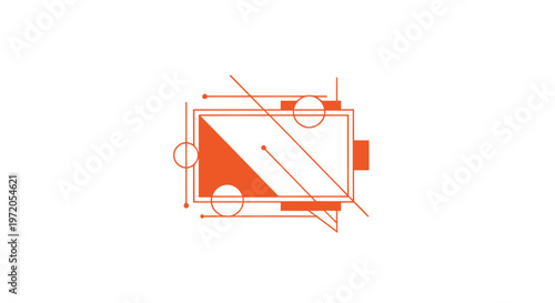 Abstract Geometric Orange Shapes on White Background, Modern Design.