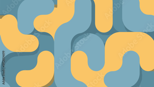 Abstract Geometric Shapes in Blue and Yellow Color Scheme.