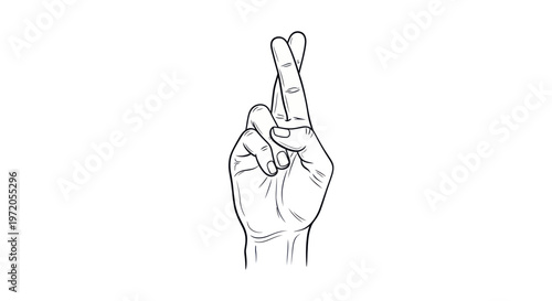 Fingers Crossed Gesture Illustration - Good Luck Symbol