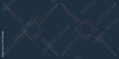 Geometric Intersecting Lines Diamond Shapes on Navy