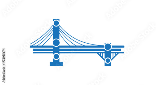 Blue Bridge Illustration - Modern Architectural Design and Engineering.