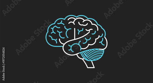 Artistic Illustration of a Human Brain Depicted with Modern Lines.