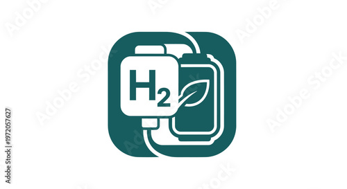 Clean Energy Hydrogen Fuel Cell Technology Icon Design.