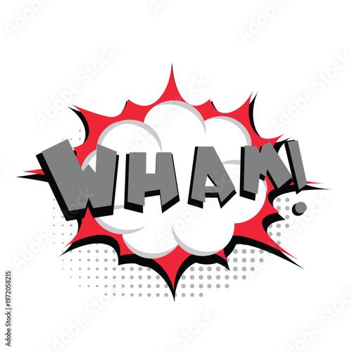 Comic Style Wham Burst Pop Art Explosion Sticker for Impact Effect and Action Design