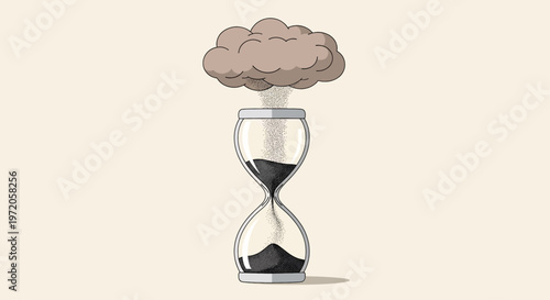 Time Management Countdown Concept with Hourglass and Cloud