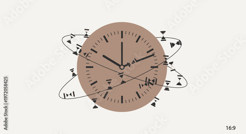 Clock with swirling numbers for time management and countdown