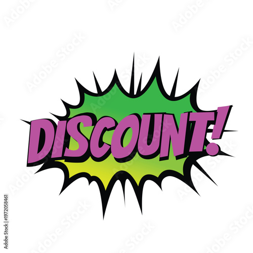 Comic Style Discount Burst Pop Art Explosion Sticker Colorful Sale Label for Marketing Promotion