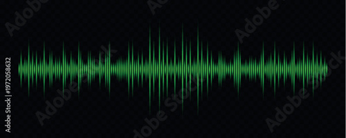 A vibrant teal waveform visualization is displayed against a dark transparent background suggesting audio or sound analysis