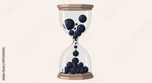 Countdown timer with black beads in hourglass for time management