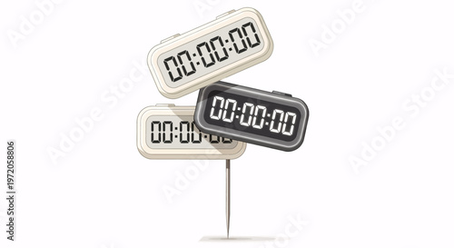 Countdown timers on a pin, symbolizing time management