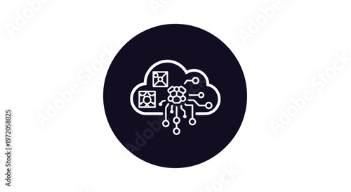 Cloud computing icon representing data storage and network connectivity.