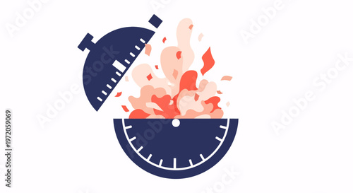 Exploding Stopwatch Symbolizing Urgency, Deadline Pressure, and Time Management Challenges