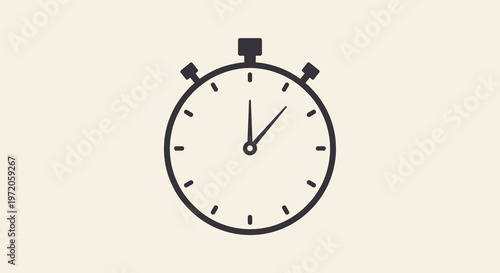 Minimalist black stopwatch icon on a light background, symbolizing countdown, time management, deadlines, urgency, and efficiency in business and personal tasks.